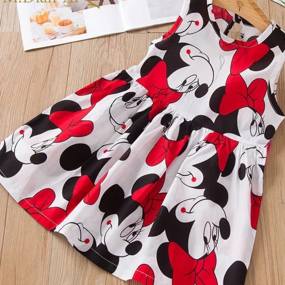 🌺Cute Minnie Printed Summer Dress & 2 Hair Bows🌺 - Picture 3 of 4